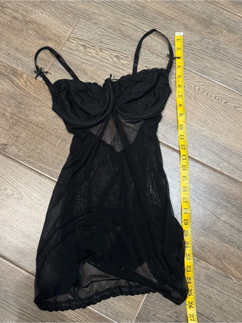 Victoria's Secret Black Sheer Lace 36C Romantic Gothic Small Vintage Slip